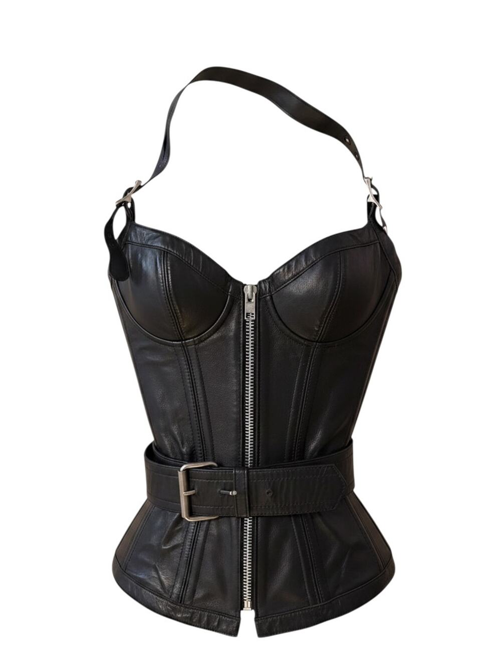 Stormy Leather SF Overbust Corset Dual Zip Belt Strap USA Made Size S Black